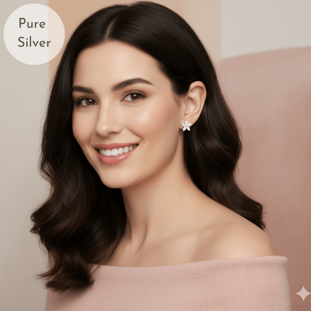 Floral Silver Stud - Tresha