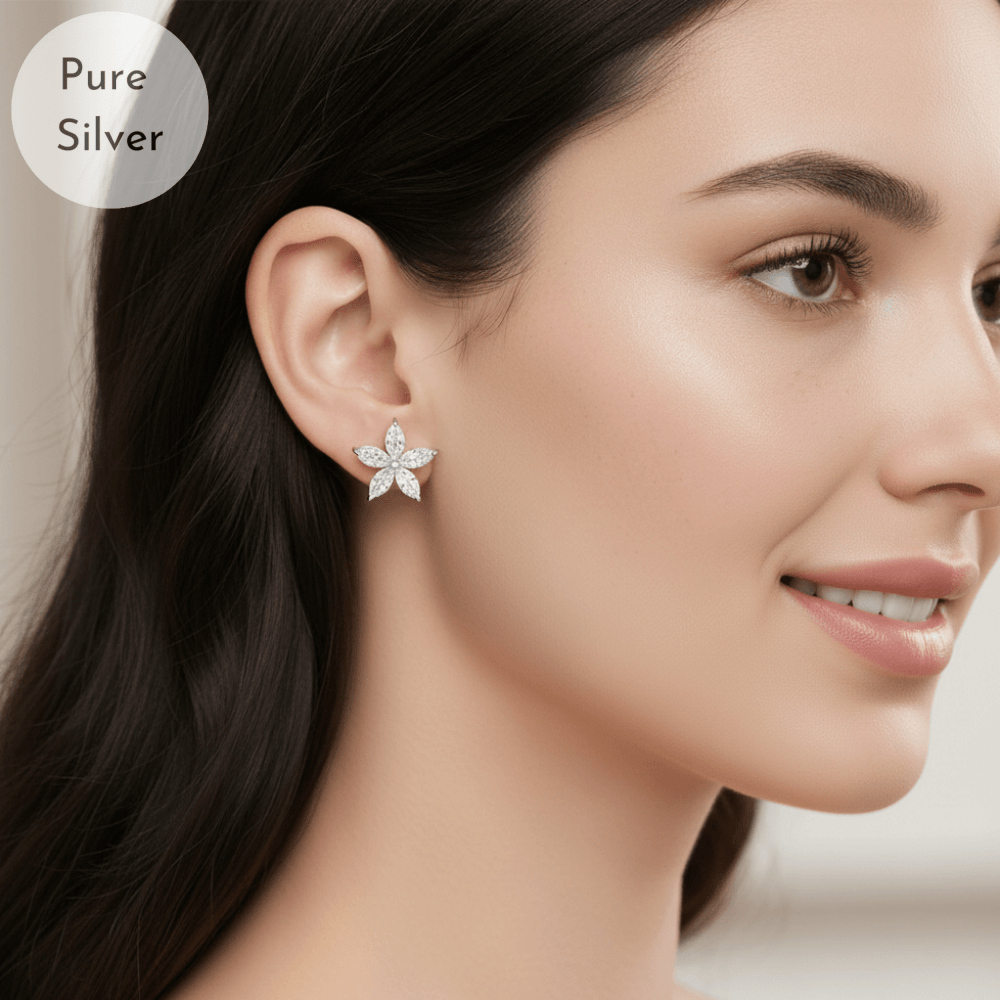 Floral Silver Stud - Tresha